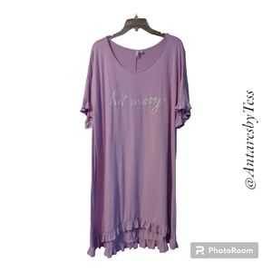 Live Well Sleep 18/20W nightgown pink knit short sleeve ruffled hem "hit snooze"
